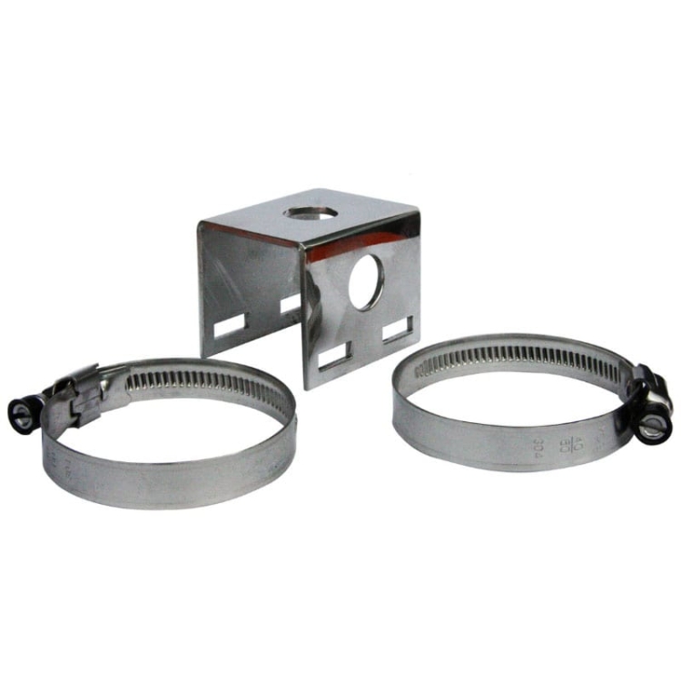 Antenna Aerial Bullbar Mounting Bracket, Polished, Dual Hose Clamp Design Antenna Aerial Bullbar Mounting Bracket, Polished, Dual Hose Clamp Design